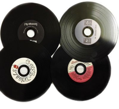 Nach Wunsch Bedruckte Schwarze Vinyl CD-R 80min/700 MB - Farbiger UV-Druck Wisch- und Kratzfest auf Weißer Druckoberfläche - Vinyl Schallplatten-Design Optik - 100 Stück