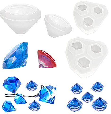 Yayatty 4 Pz Moldes Silicona Resina para Hacer Joyerias, Diamante Moldes de Resina Epoxi de Silicona Molde Silicona Diamante Resina para Colgantes de Joyas y Artesanías