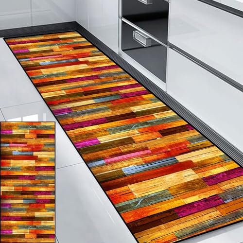 HUAXIQUE Teppich Schlafzimmer Waschbarer Teppich Grau Outdoor Teppich Wetterfest Terasse Rot Teppich Läufer für Wohnzimmer Flur Büro Schlafzimmer Küche 90x280cm Stil M