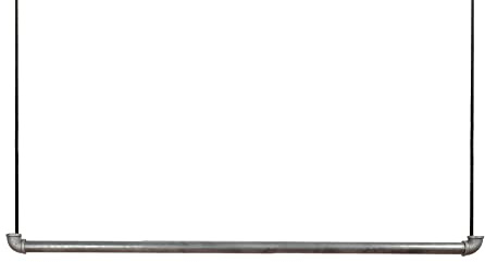 1x Natural Goods Berlin Hängegarderobe Pipe GARD Swing | frei hängende Industrial Vintage Kleiderstange Deckenmontage am 5m Seil höhenverstellbar | Wasserrohre Fitting | DIY (110cm, schwarzes Seil)