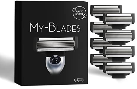 My-Blades® Rasierklingen kompatibel mit Gillette Mach3 – Plastikarm, Umweltfreundlich – 8 Hochwertige Ersatzklingen mit 5-fach Klinge