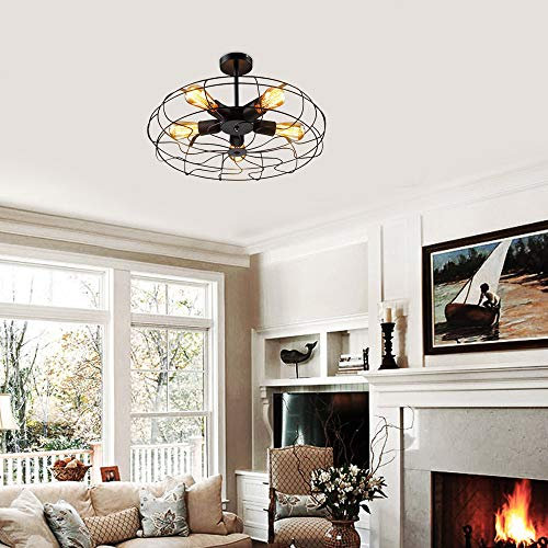 GMSLuu Vintage Ventilator Licht Deckenventilator Licht Industrieller Stil Antiker elektrischer Ventilator Kronleuchter Geeignet für Sonnenzimmer Restaurant Wohnzimmer Schlafzimmer Geschäft Flur