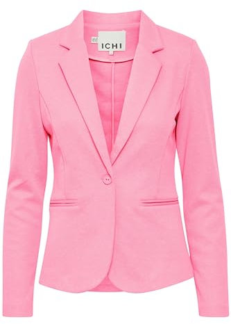 ICHI IHKATE Pique BL Damen Blazer Kurzblazer Jacke EIN-Knopf-Blazer mit Stretch, Größe:M, Farbe:Super Pink (172625)