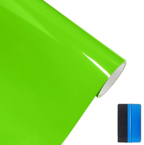 NewL High Gloss Vinyl Film Wrap Sticker Decal DIY Self Adhesive Air Release Bubble Outdoor Rated for Automotive Use Green 5cm x 900cm