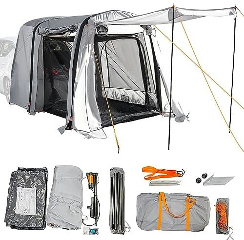 CRUSIO Aufblasbares Wohnmobil Vorzelt, Zusammenklappbares Tragbares Heckklappenzelt mit Tragetasche, 210D Oxford-Stoff, Wasserdicht, 3 Minuten Schnelle Installation, Freistehend, 380x180 cm