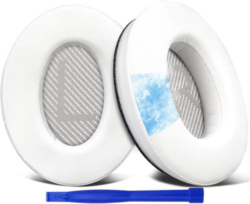 SoloWIT Almohadillas de Gel Refrescante de Repuesto, Almohadillas para Auriculares Bose QuietComfort 35 (QC35) y Quiet Comfort 35 II (QC35 II), Espuma Aislante del Ruido - Blanco