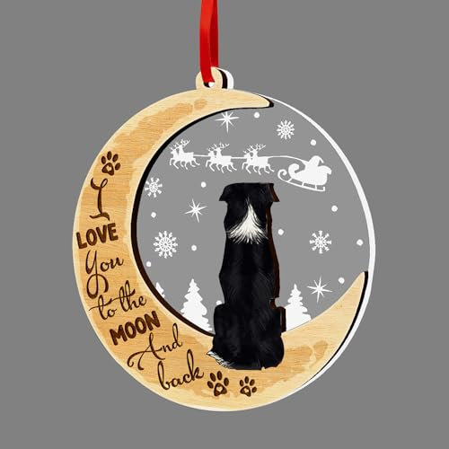 GOSBLUE Border Collie Dog Ornaments Christmas Tree, Border Collie 2 Layer Wood & Acrylic Ornament, Christmas Decoration 2024 for Border Collie Lovers, Dog Mom, Dog Dad, Pet Lovers
