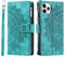 VEEMOS Wallet Case for iPhone 11 Pro Max Flower Flip Case Protective Leather Folio Book Phone Cover with Card Slots Kickstand Zipper Pocket - Green