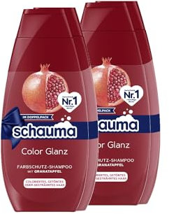 Schauma Schwarzkopf Color Glanz Shampoo, 2er Pack (2x 2x400 ml), deal für coloriertes, gesträhntes oder getöntes Haar, die Formel glättet & pfelgt colorisiertes Haar, exra langer Farbschutz