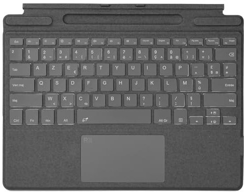 Rii Clavier Français Compatible avec Microsoft Surface Pro 8/Pro 9/Pro X, Clavier Portable Ultra-Mince sans Fil Bluetooth avec Pavé Tactile, 7 Couleurs rétroéclairées