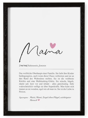 Fjllrven Definition Poster & Kunstdrucke | Weihnachtsgeschenke, Muttertag | Muttertagsgeschenk Wandbilder | Weihnachten Geschenke für Mama Geburtstag | Wohnzimmer DINA A4 mit Rahmen Schwarz