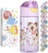 BEARFOOT Trinkflasche Kinder 450ml, leichte Tritan Wasserflasche, BPA frei, auslaufsicher, Kohlensäure geeignet, spülmaschinenfest für Jungen, Mädchen, Kleinkind (Lila - Hund Katze)