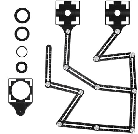 Winkelschablone Template Tool, 12-seitiges Multi Angle Winkelmesser Lineal Alulegierung Winkel Werkzeug Verstellbarer Konturenlehre Schablonen Messgerät für Tischler Fliesenleger Pflastern Loch