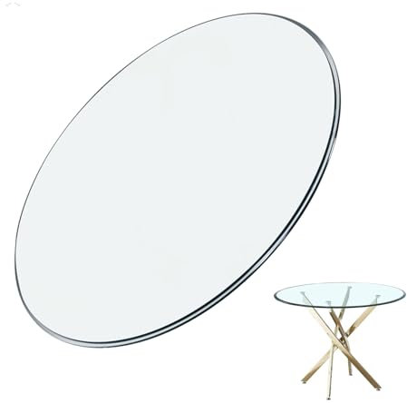 Glastisch Tischplatte Aus GehäRtetem, Tempered Glass Diy Table, Outdoor Glastisch, Glasplatte Rund Tischplatte Wetterfest, Splitterfest, Transparent Rund, Hitzebeständig, Kratzfest ( Size : 90CM(36INC