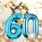 60 Geburtstag Deko zahlen luftballon 60 jahre | Folienballon Blau- für 60. Geburtstagsdeko Männer Frauen Ballon Zahl Deko zum Geburtstag fliegt mit Helium