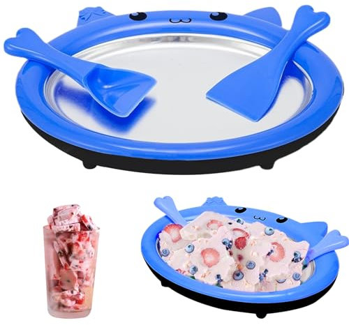 Rolled Ice Cream Maker DIY Rolled Ice Cream Machine Homemade Ice Cream Roll Maker Frozen Yogurt Maker Instant Cold Plate for Making Soft Serve Slushies Sorbet & Gelatod Blue