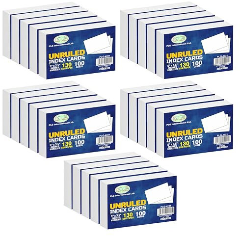 (Pack of 3000) 5x3.5 Inches index Cards 130 GSM White Unruled Blank Cards Revision cards Cardstock Study Flash Cards Note Cards Memory Spelling Cards Cue Cards Record Cards for Office School(Bulk Buy)