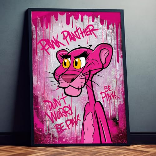 Dekomundo Rosa Panther Comic Pop Art Poster für Wohnzimmer, Schlafzimmer, Büro, 50x75 cm