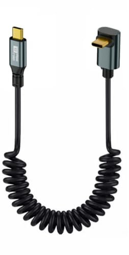 chenyang Câble spiralé USB C vers C USB 3.2 Type C coudé à 90 degrés vers le haut 20 Gbit/s PD 100 W 8K @ 60 Hz Câble de charge rapide de données 1,8 m