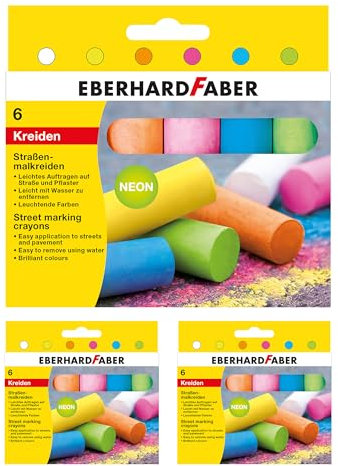 EBERHARD FABER 599026 - Straßenmalkreide Colori, 18 Kreiden in 6 leuchtenden Neonfarben