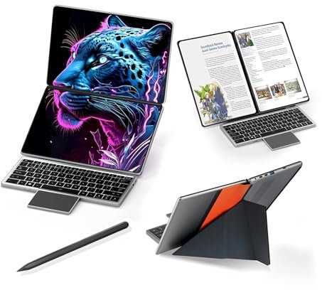 Tuofudun 2 Screen Laptop,Core i3 1215U,Dual 10.95 inch IPS Touch Screen,8GB DDR4 128GB SSD,With Pen Keyboard Stand,2 in 1 Tablet PC Notebook