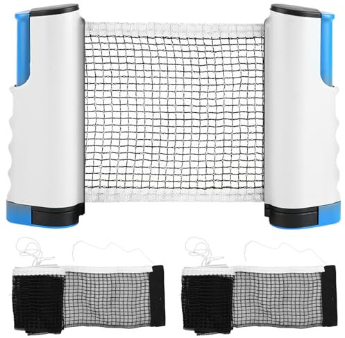 Tischtennisnetz, Ausziehbares Tischtennis Netz mit 2 Ersatz-Tischtennisnetze, Tischtennisnetz für Jeden Tisch, Tragbares Mobiles Tischtennisnetz Outdoor, Tischtennis Netz für Tisch,Bürotisch,Esstisch