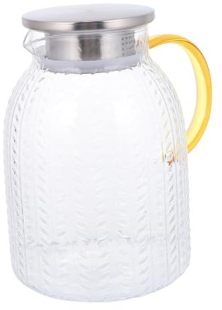 Amosfun Kaltwasserkrug aus Glas Heißwasserspender luftdicht transparenter wasserkocher Kaffeekrug große wasserflasche big water bottle praktischer Saftkessel langlebige Aufbewahrungsdose