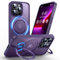 Anqrp 360° ALL-in-ONE Stand Case for iPhone 13 Pro Case with Rotatable Magnetic KickStand Ring Holder, Compatible with MagSafe, Shockproof Translucent Matte Phone Cover for iPhone 13 Pro, Purple