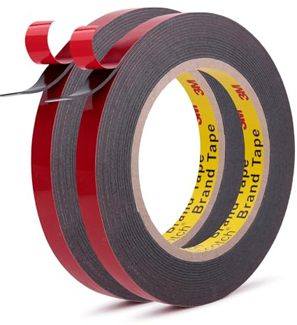 Cinta adhesiva acrílica para automoción Plus de 10 mm x 5,5 m 2 rollos PT1100 cinta adhesiva de doble cara para molduras revestimientos paneles y aplicacione automotrices gris oscuro