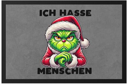 Hey!Print Ich Hasse Menschen Fußmatte Weihnachtsmuffel Sarkasmus Anti-Weihnachten Geschenkidee