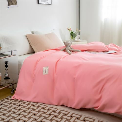 Odot Housses de Couettes 150x200cm 180x220cm 200x230cm 220x240cm, Housse de Couette Microfibre Douce avec Fermeture Eclair pour Adulte Enfant - Couleur Unie (220x240cm,Rose 1)
