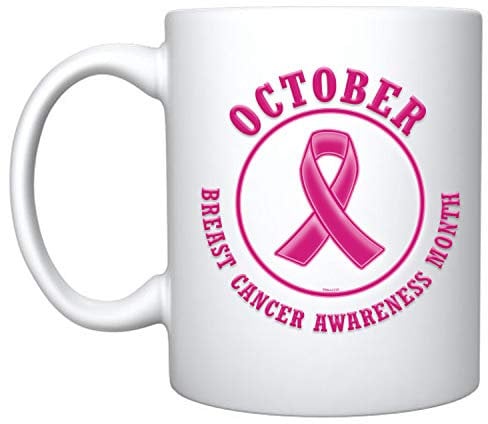 DPgUfPV Tasse à café en céramique avec ruban rose pour la sensibilisation au cancer du sein, mois d'octobre, cadeau inspirant pour femme survivante de chimio (blanc, céramique)