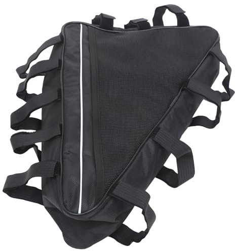 Yardwe Bike Triangle Bag Waterproof Bicycle Frame Bag Black Bike Frame Storage with Reflective Stripe for Road Mountain Commute Bicycles