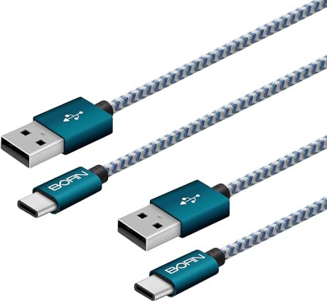 BOFIN, 1M USB A to USB C Cable Set - 2-Pack for Rapid Charging and Data Sync, Intended for iPhone 16 15, iPad, Samsung Galaxy, Tablets, Laptops and All USB-C Devices