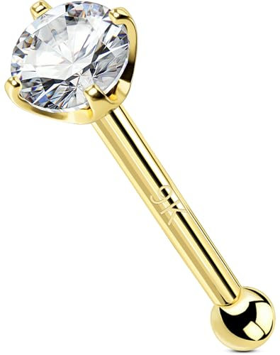 OUFER Body Piercing Clou de Nez 22G en Or 9K avec Zircon Clair 1.5/2/2.5/3mm Bijou de Piercing pour Narine Petit Piercing de Nez pour Femmes et Hommes