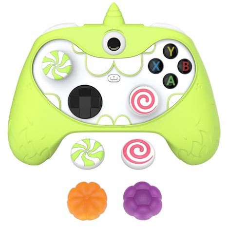 playvital Cover Controller per Xbox Series X/S Joystick Custodia Carina Skin Silicone Protettiva Antiscivolo, 4 Copri Levette Analogiche&Adesivi, Mostro Monoocchio, Verde