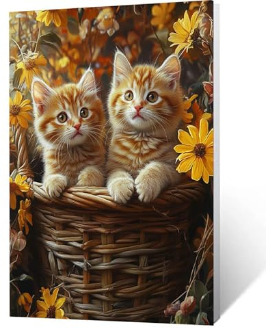 Gato Pintar por Numeros Adultos Flor Pintar por Numeros Niños, DIY Manualidades Adultos Pintura por Numeros sobre lienzo con Pincel y Pintura Acrílica, Regalos Originales para Mujer 100x135cm N-A- J