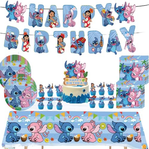 Festa di compleanno a tema stoviglie,Stoviglie per Feste include:piatti,tovaglia,tovaglioli,banner,topper per torte,per 20 persone,Torta Cartone Animato,Decorazione Torta Compleanno