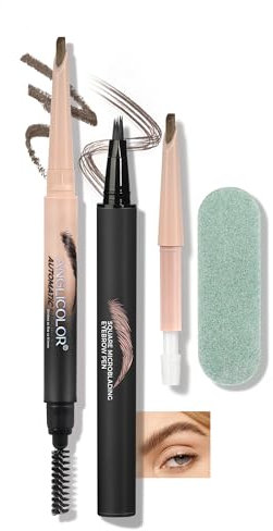 Anglicolor Augenbrauenstift Schnelle Augenbrauen In 3 Minuten,Microblading Augenbrauenstift Dauerhaft,Schnell Trocknend,Natürliche Outlining Filling Eyebrow Makeup (01 Caramel Blonde Set)