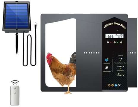 IVHSHFNF Porte De Poulailler Solaire Entièrement Automatique, Porte De Volaille Intelligente De Capteur De Lumière De Temporisation, Porte Anti-Pincement À Distance pour Animaux De Compagnie