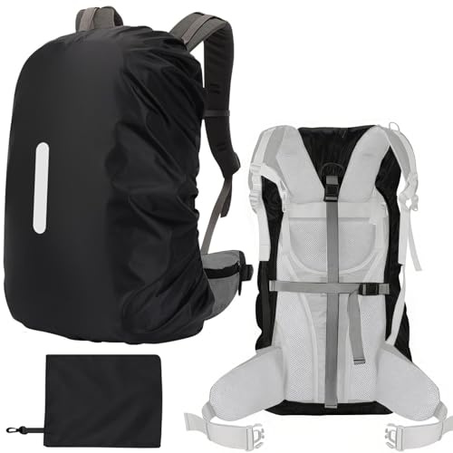 Ogetok Funda impermeable para mochila de 15 a 110 L, cubierta de lluvia ultraligera con tira reflectante y correas de hebilla cruzada antideslizantes y bolsa de almacenamiento para senderismo, camping