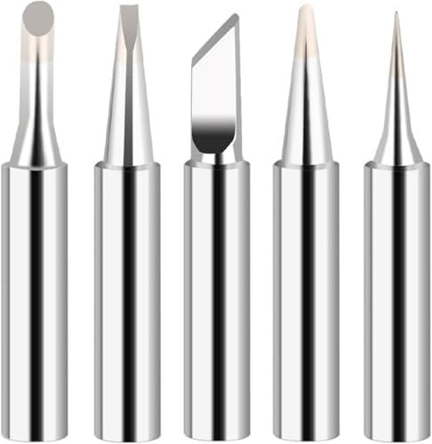 5Pcs 900M Soldering Iron Tips - Soldering Iron Needle Tips - Universal Lead-Free Soldering Tips Set for Electronic Repairs, DIY, and Welding Tools (I+B+K+2.4D+3C) - Silver