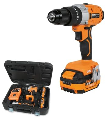 BETA 1972/K20V-13BMC80 – Kit de taladro de impacto sin escobillas de 20 V con 2 baterías de 4 Ah y cargador, 80 Nm, portabrocas de 13 mm, LED integrado, estuche rígido