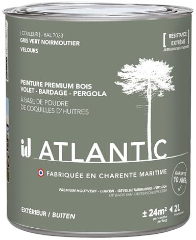 ID PARIS Peinture bois extérieurs - RAL 7033 Gris vert Noirmoutier - 2L - ATLANTIC