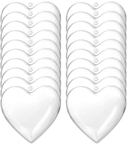 IMIKEYA 20 Stück Kunststoff Herz zum Befüllen - Befüllbare Weihnachtskugeln 8cm Herzförmige Plastik Transparente Acrylkugeln Ornamente zum Befüllen Party Geschenkverpackung Festdekoration