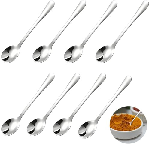 8 Stück Espressolöffel Mini 7,5cm - Kleine Edelstahl Löffel Dessertlöffel für Kaffee, Gewürze Kaffeelöffel Set