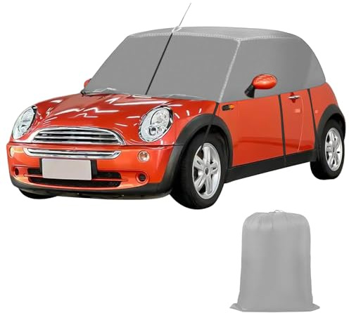 Halbgarage für Mini Cabrio R52 R57 F57 2005-2022, 600D Halbgarage Autoabdeckung Wasserdicht Ersatz, mit Riemen & Antennenloch, Softtop Dachschutz UV Regen Sonne Staub Schutz (Grau)