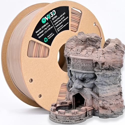 OVV3D PLA Filament 1.75 mm Stein,3D Drucker Filament Felsartiger Oberfläche Verlauf Filament PLA,3D-Druckmaterial PLA Filament 1.75 mm ±0,02mm, Farbverlauf Stein 1KG/2.2lbs
