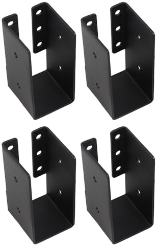 VIRELLO Black Joist Hangers for 2x4 Timber, 4-Pack Q235 Iron Beam Brackets, Heavy Duty Wood Connectors for Roof Fence Deck Garden Outdoor Construction