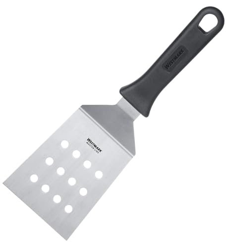 Westmark Spatola da grill professionale, Angolata, Rigida, Forata, Dimensione lama: 9 x 11,5 cm, Lunghezza: 29 cm, Acciaio inox/Plastica, Master Line, Nero/Argento, 13452270